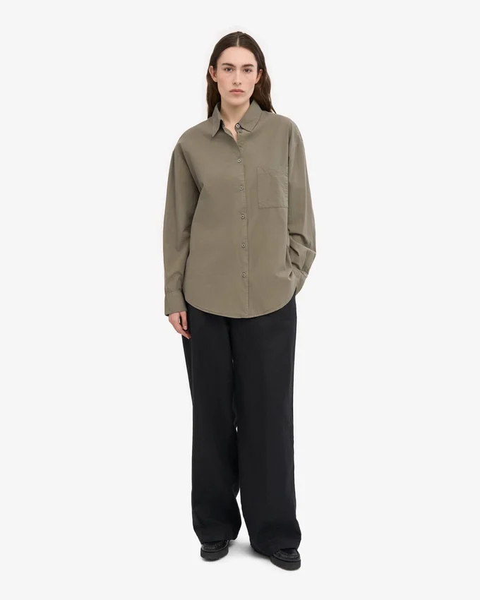 Camisa oversize de algodón orgánico - Verde oliva apagado