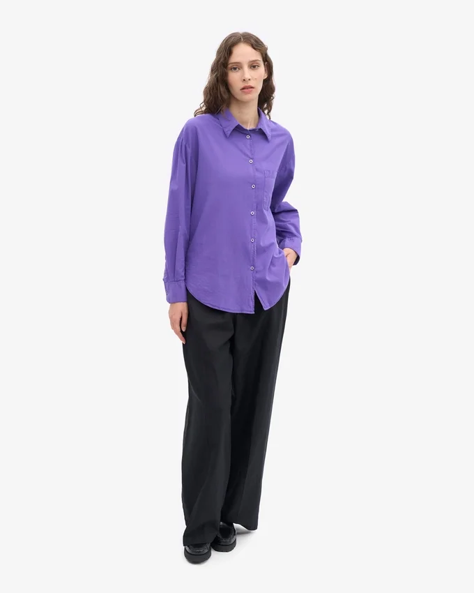 Camisa oversize de algodón orgánico - Violeta ultra