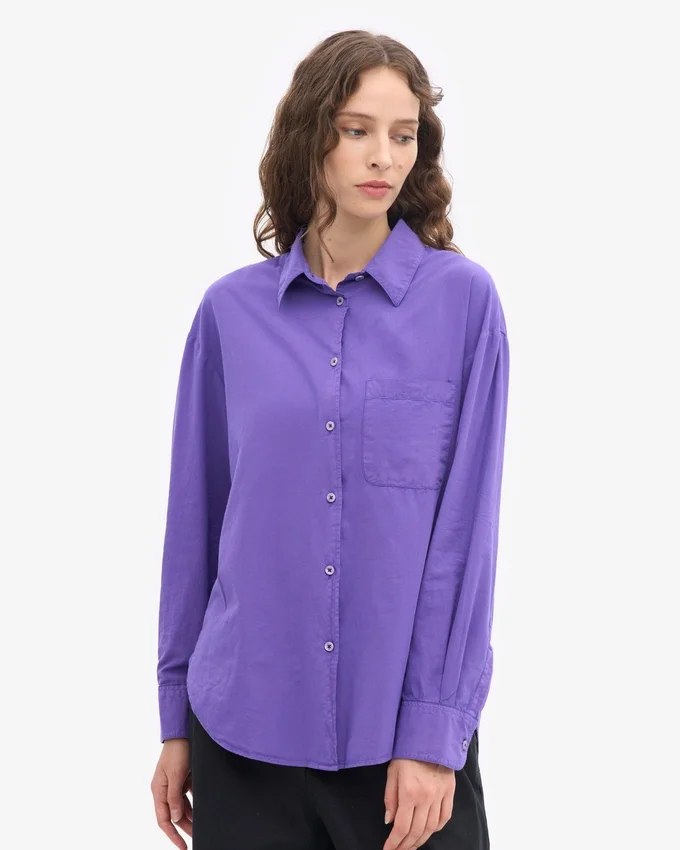 Camisa oversize de algodón orgánico - Violeta ultra