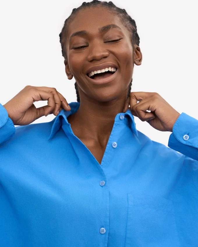 Camisa oversize orgánica - Azul Pacífico