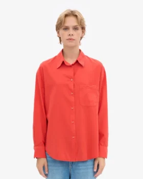 Camisa oversize orgánica – Rojo mandarina