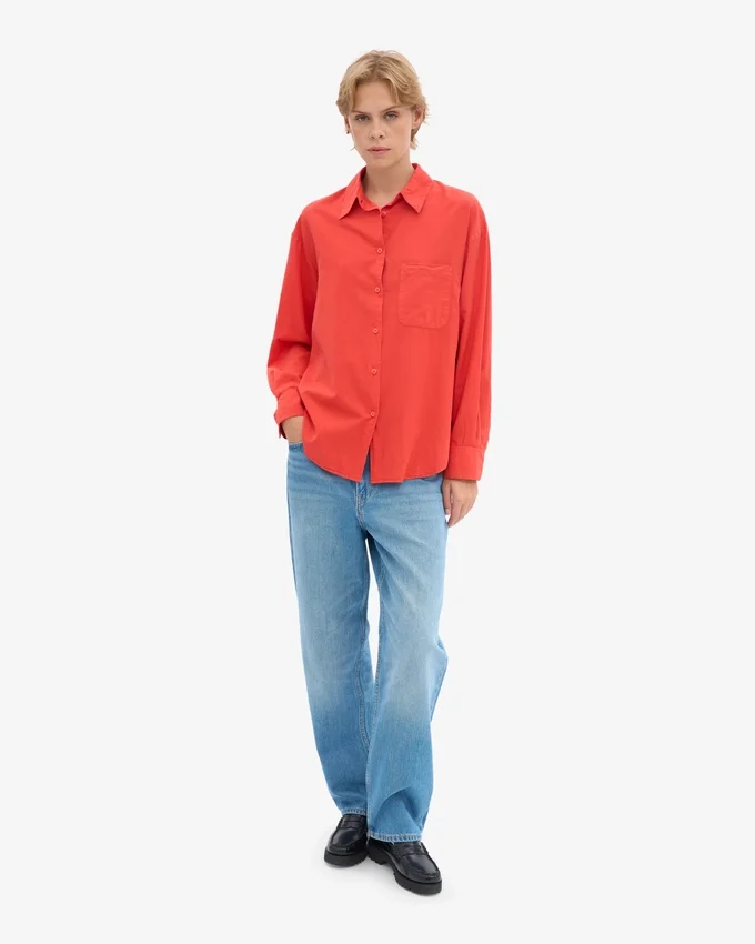 Camisa oversize orgánica - Rojo mandarina