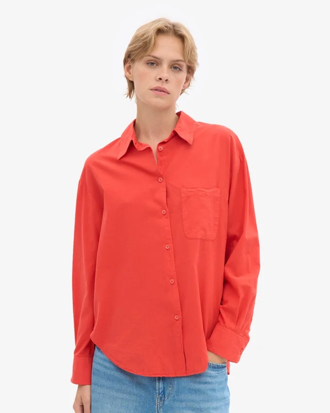 Camisa oversize orgánica - Rojo mandarina