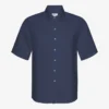 Camisas de lino de manga corta - Azul marino