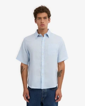 Camisas de lino de manga corta – Azul polar