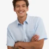 Camisas de lino de manga corta - Azul polar