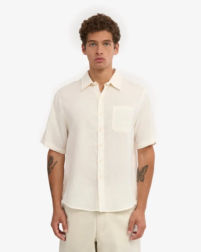 Camisas de lino de manga corta - Blanco marfil