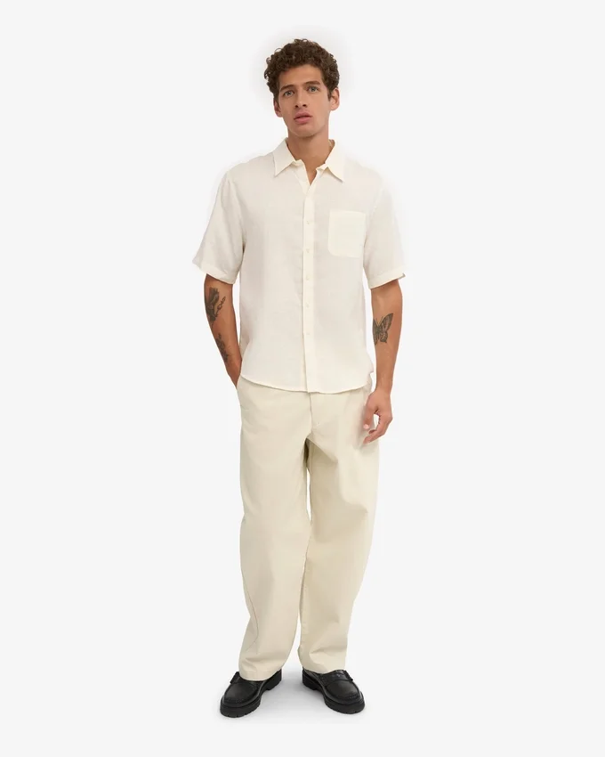 Camisas de lino de manga corta - Blanco marfil
