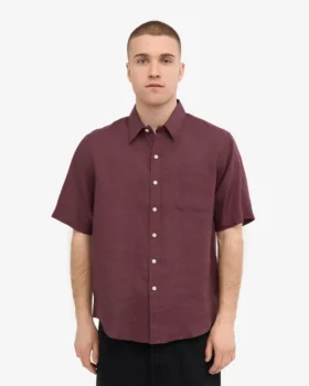 Camisas de lino de manga corta – Rojo sangre