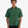 Camisas de lino de manga corta - Verde esmeralda