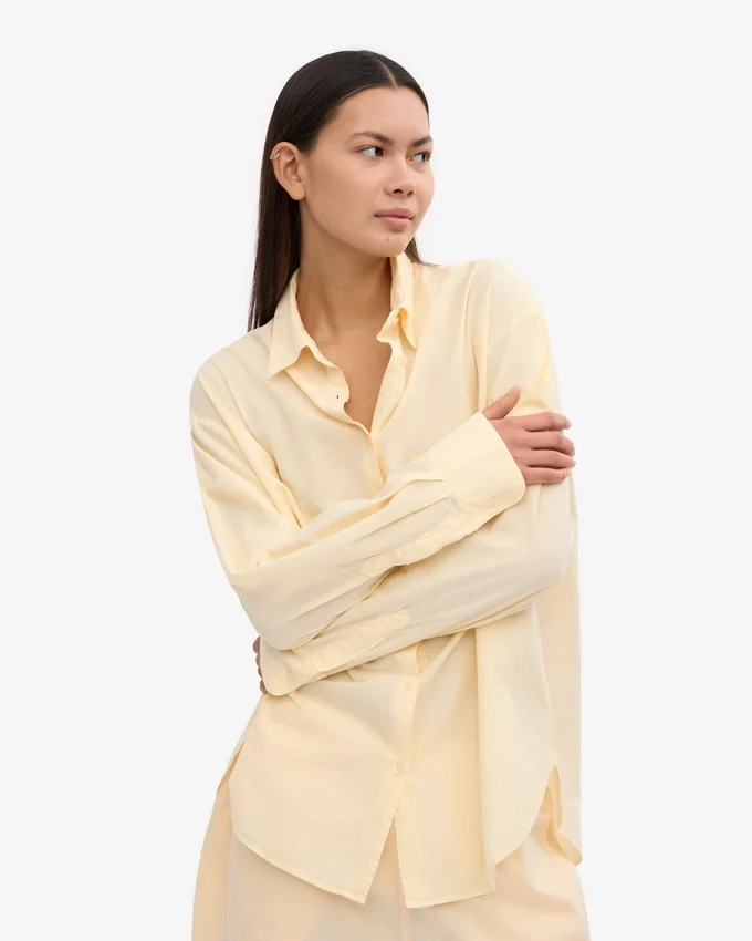 Camisas oversize de algodón orgánico - Amarillo suave