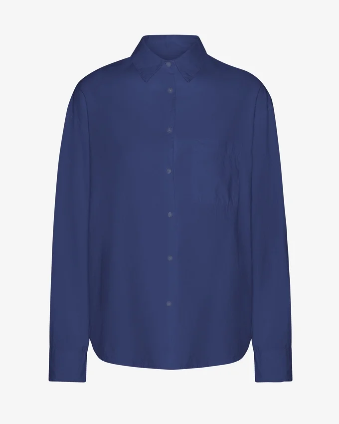 Camisas oversize de algodón orgánico - Azul marino
