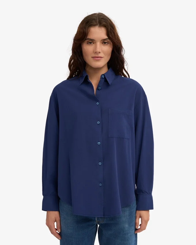 Camisas oversize de algodón orgánico - Azul marino