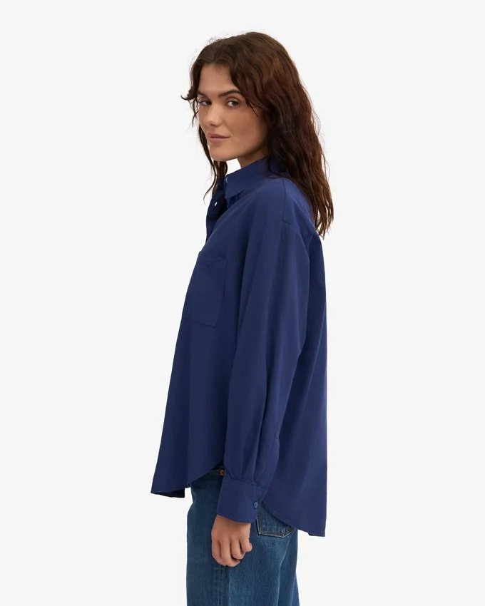 Camisas oversize de algodón orgánico - Azul marino
