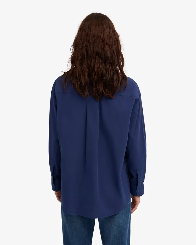 Camisas oversize de algodón orgánico - Azul marino