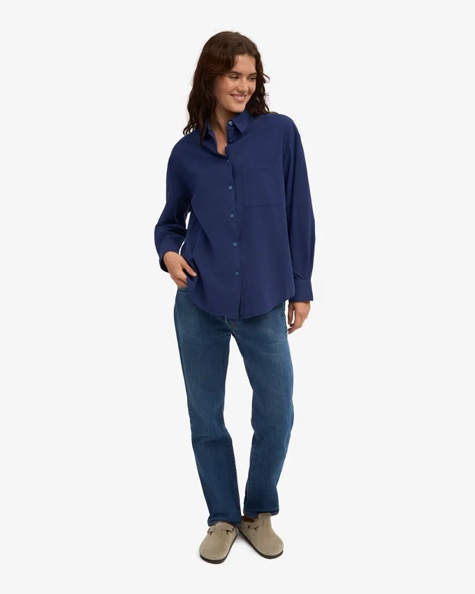 Camisas oversize de algodón orgánico - Azul marino