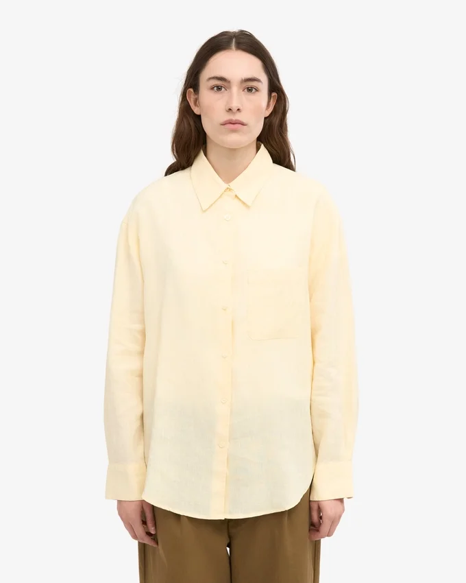 Camisas oversize de lino - Amarillo suave