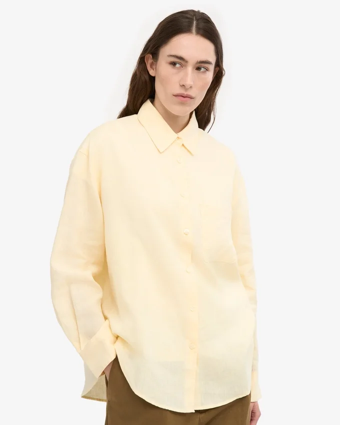 Camisas oversize de lino - Amarillo suave