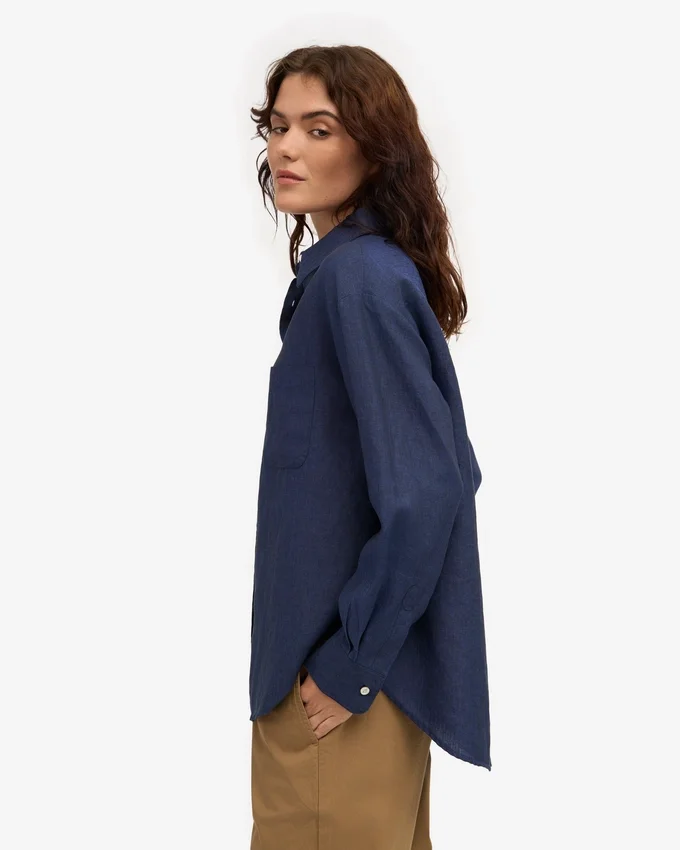 Camisas oversize de lino - Azul marino