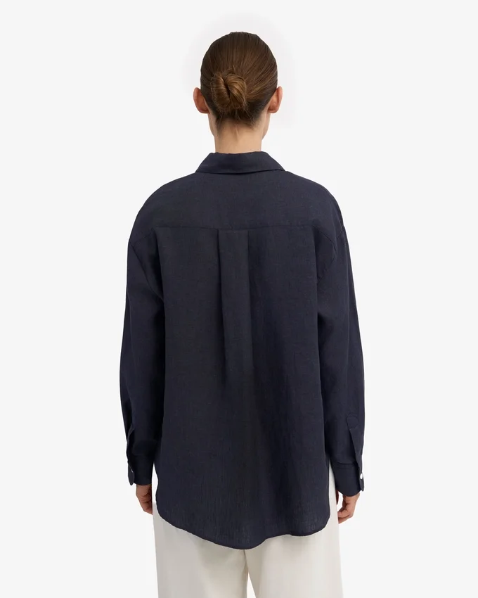 Camisas oversize de lino - Azul marino
