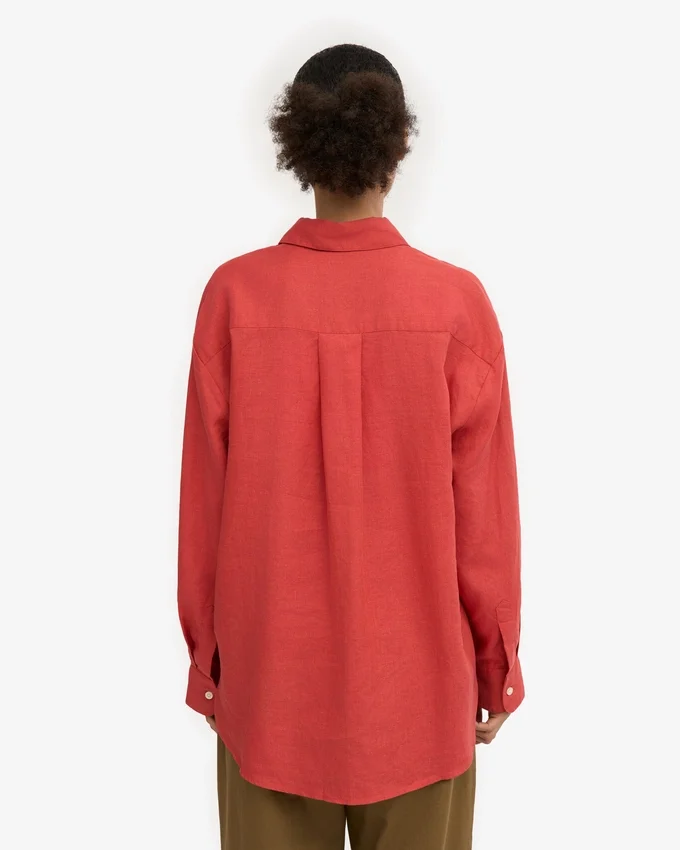 Camisas oversize de lino - Rojo mandarina