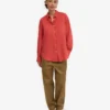 Camisas oversize de lino - Rojo mandarina