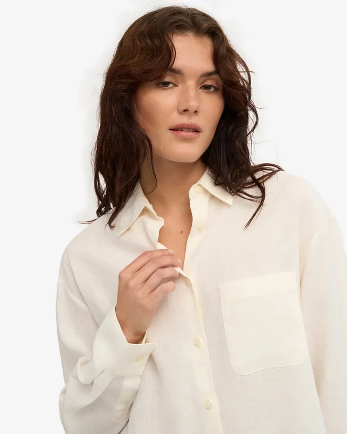 Camisas oversize de lino - Blanco marfil