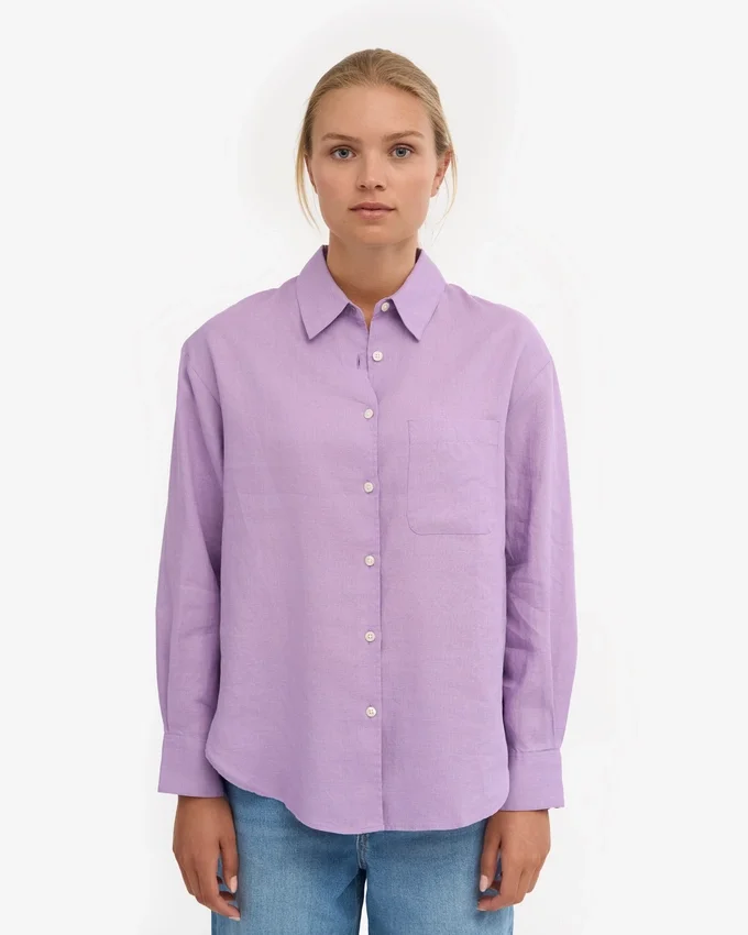 Camisas oversize de lino - Lavanda suave