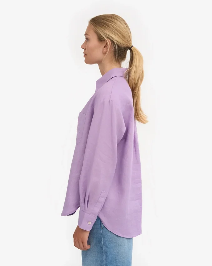 Camisas oversize de lino - Lavanda suave