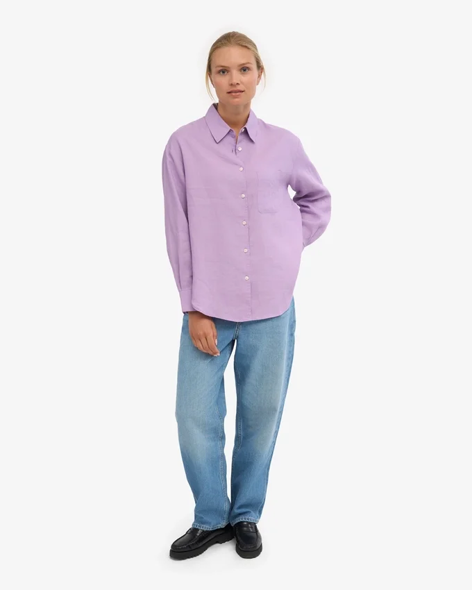 Camisas oversize de lino - Lavanda suave