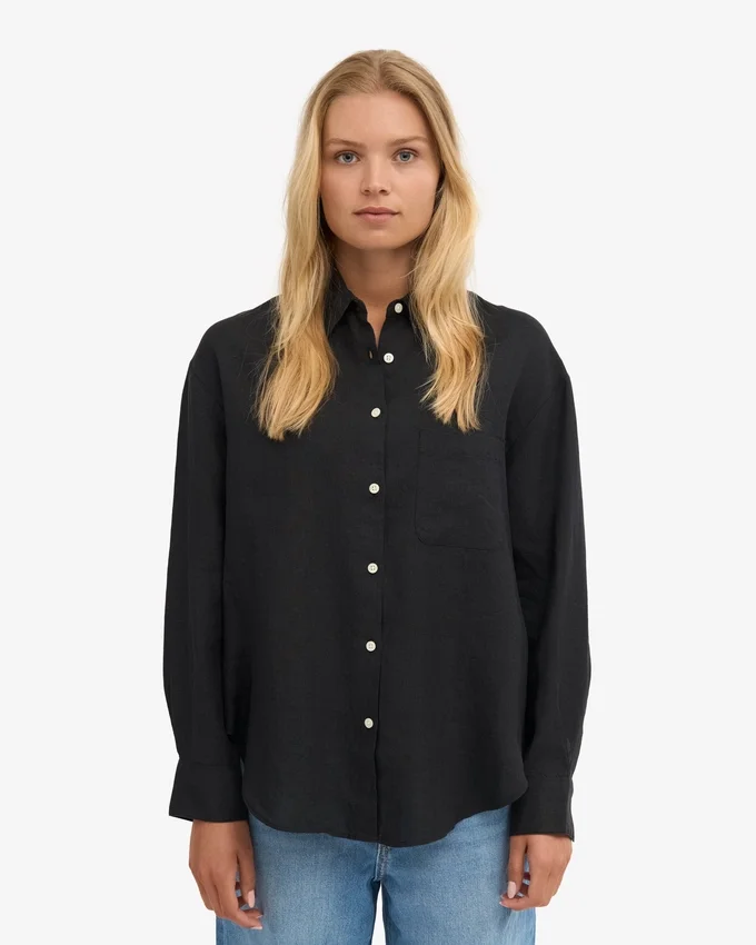 Camisas oversize de lino - Negro intenso
