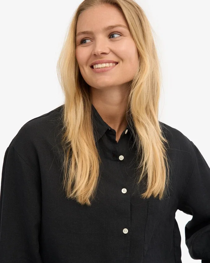 Camisas oversize de lino - Negro intenso