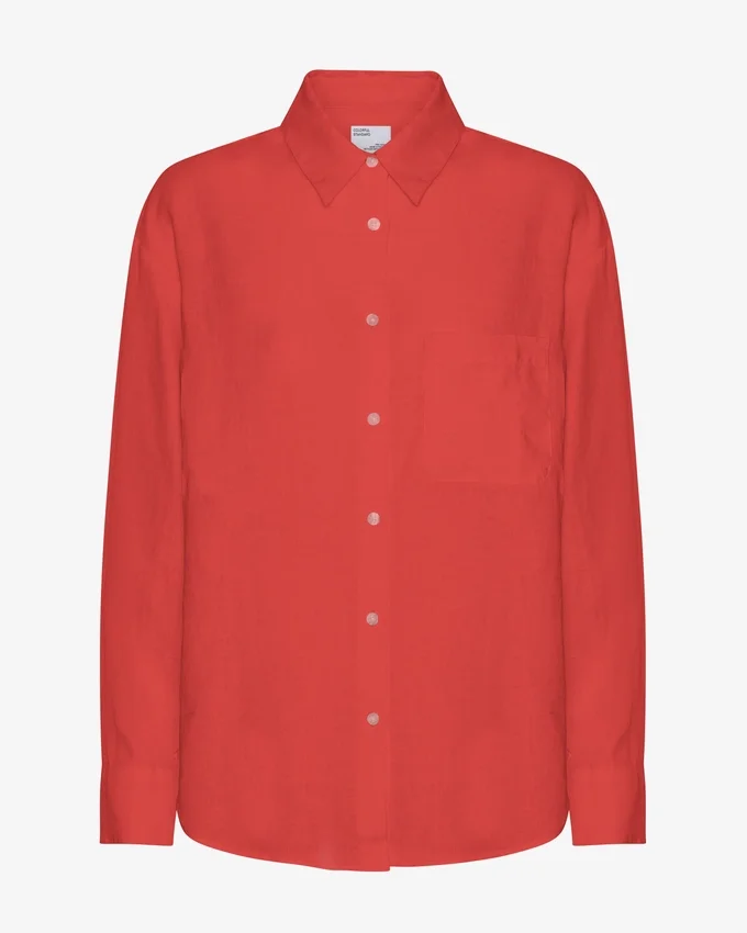Camisas oversize de lino - Rojo mandarina
