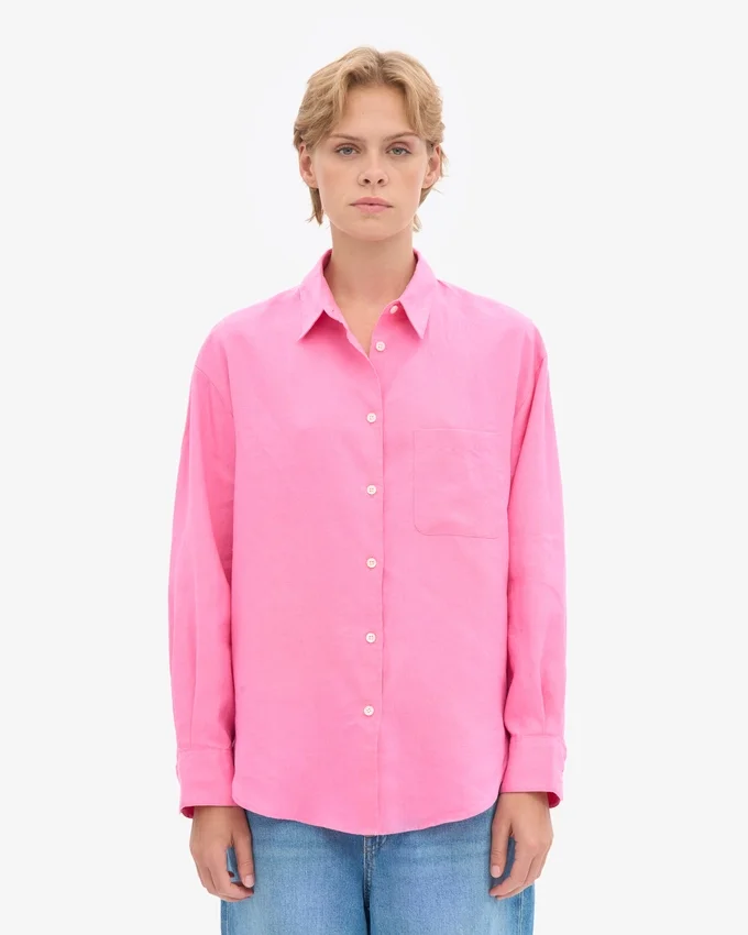 Camisas oversize de lino - Rosa chicle