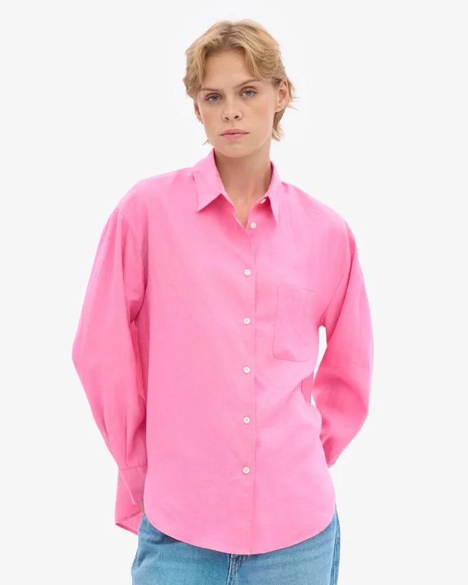 Camisas oversize de lino - Rosa chicle