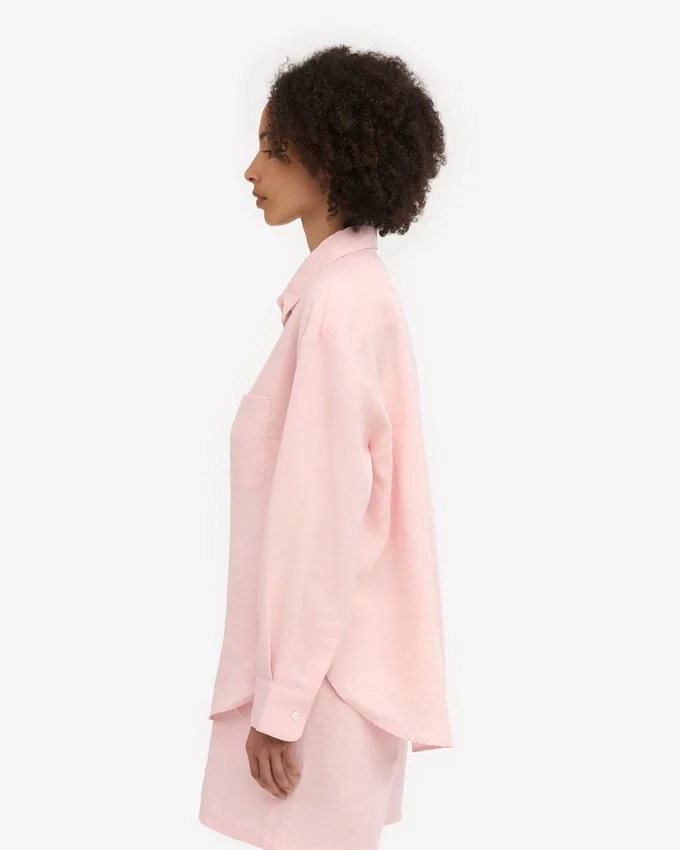 Camisas oversize de lino - Rosa descolorido