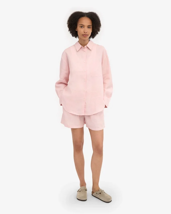 Camisas oversize de lino - Rosa descolorido