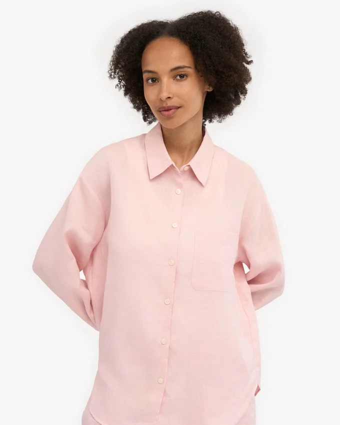 Camisas oversize de lino - Rosa descolorido