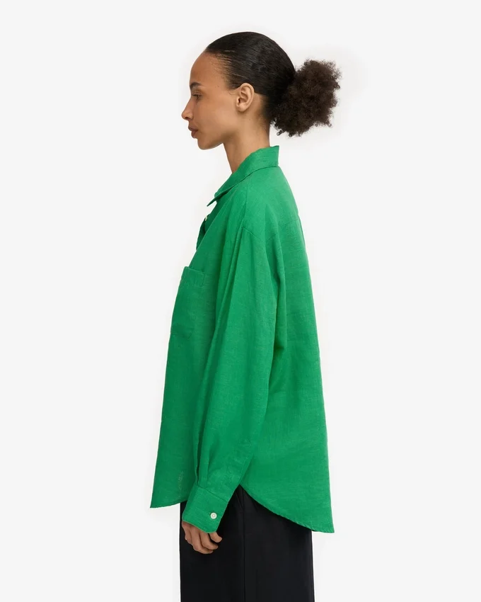Camisas oversize de lino - Verde Kelly