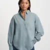 Camisas oversize orgánicas - Azul acero