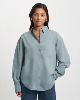 Camisas oversize orgánicas – Azul acero