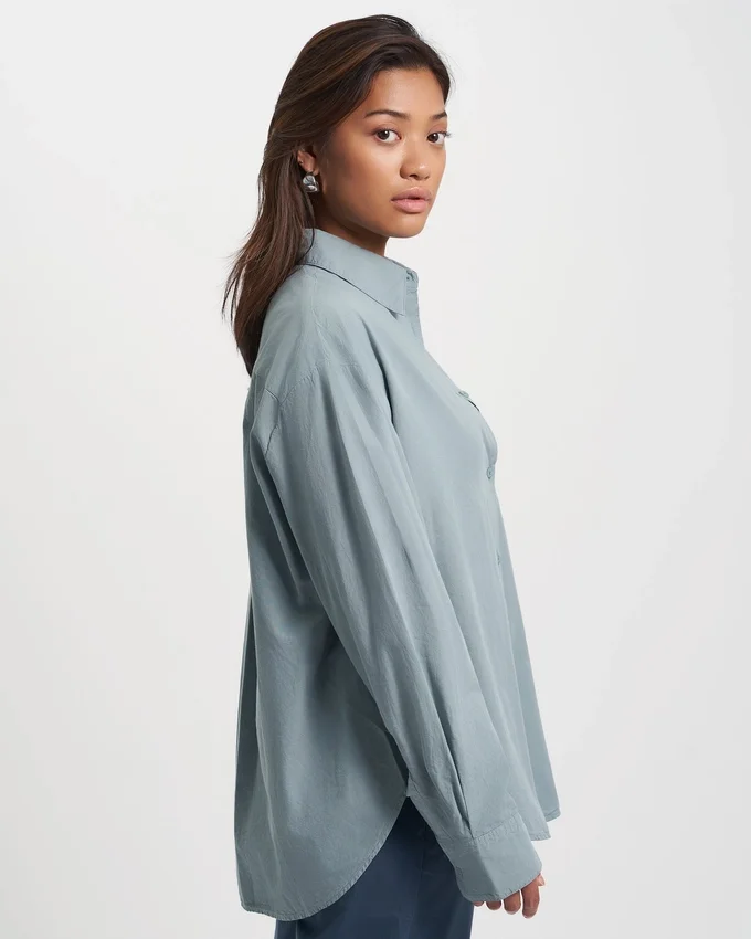 Camisas oversize orgánicas - Azul acero