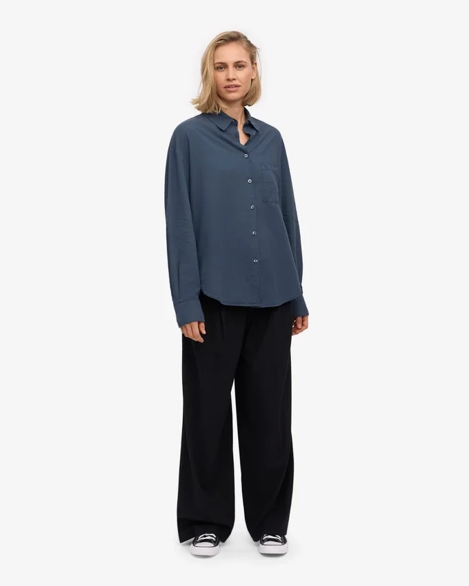Camisas oversize orgánicas - Azul petróleo