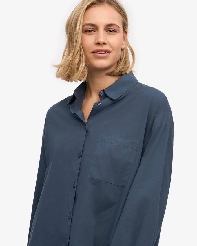 Camisas oversize orgánicas - Azul petróleo