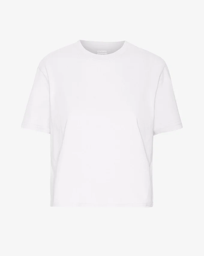 Camiseta corta de corte cuadrado orgánica - Blanco óptico