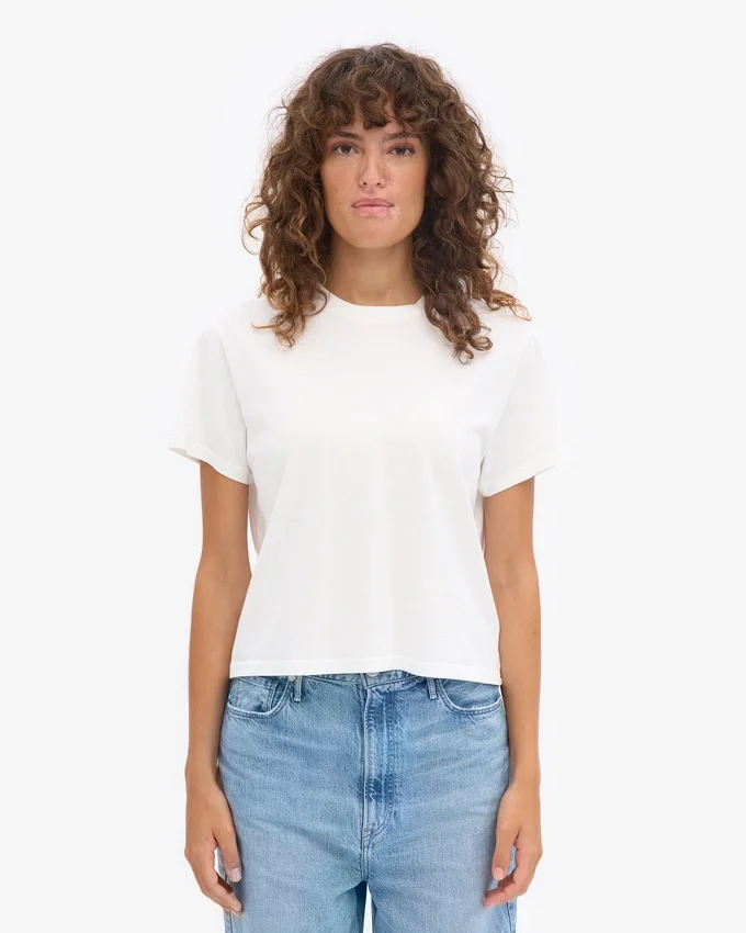 Camiseta corta de corte cuadrado orgánica - Blanco óptico