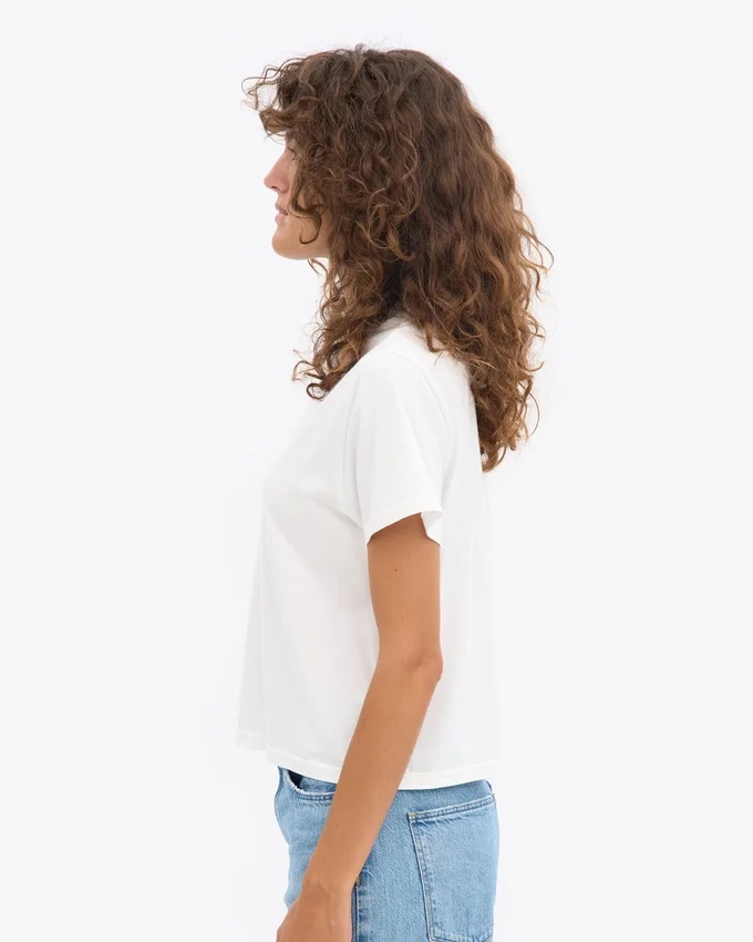 Camiseta corta de corte cuadrado orgánica - Blanco óptico
