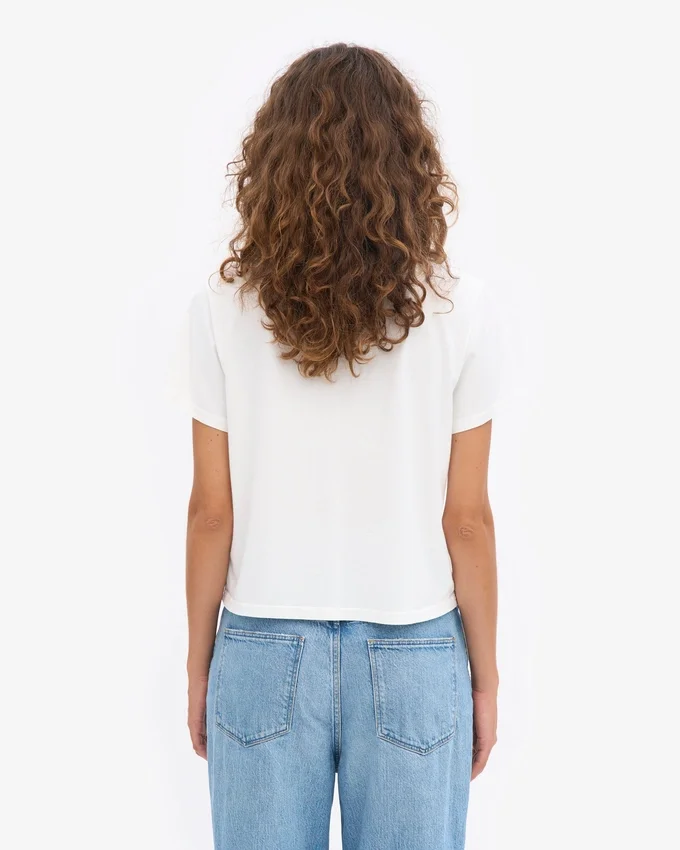 Camiseta corta de corte cuadrado orgánica - Blanco óptico