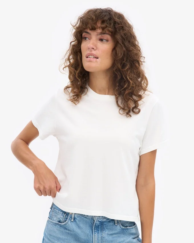 Camiseta corta de corte cuadrado orgánica - Blanco óptico