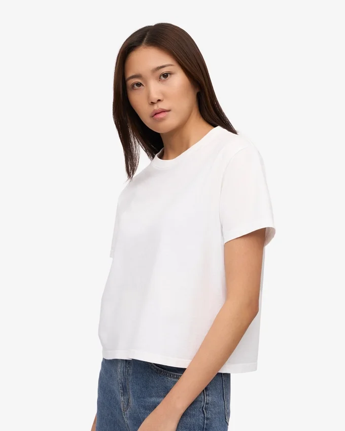 Camiseta corta de corte cuadrado orgánica - Blanco óptico